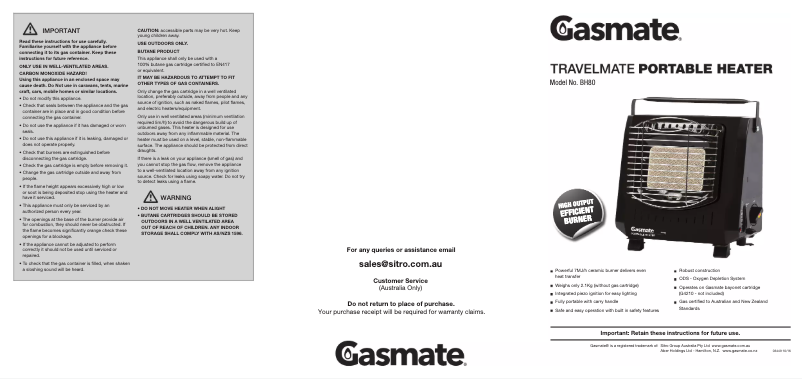 First page image of the manual for Travelmate BH80