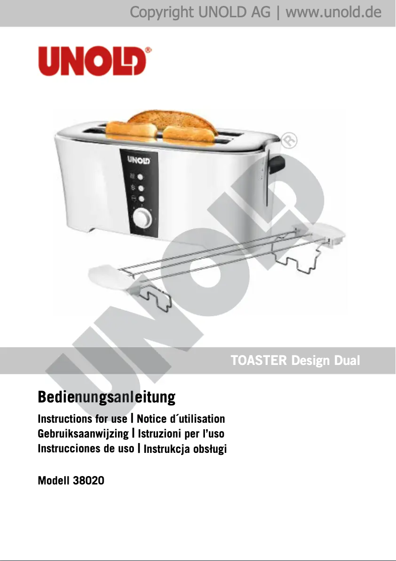 Page 1 of the manual User Manual Unold 38020