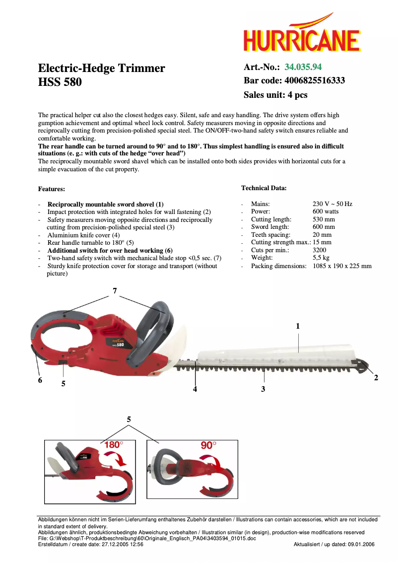 First page image of the manual for HHS 580