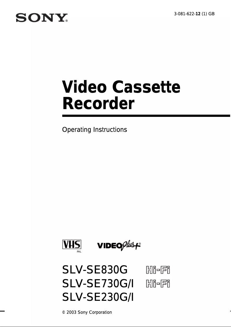 First page image of the manual for Slv-se230