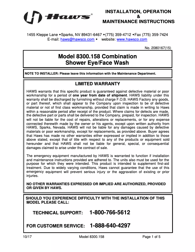 First page image of the manual for 8300.158