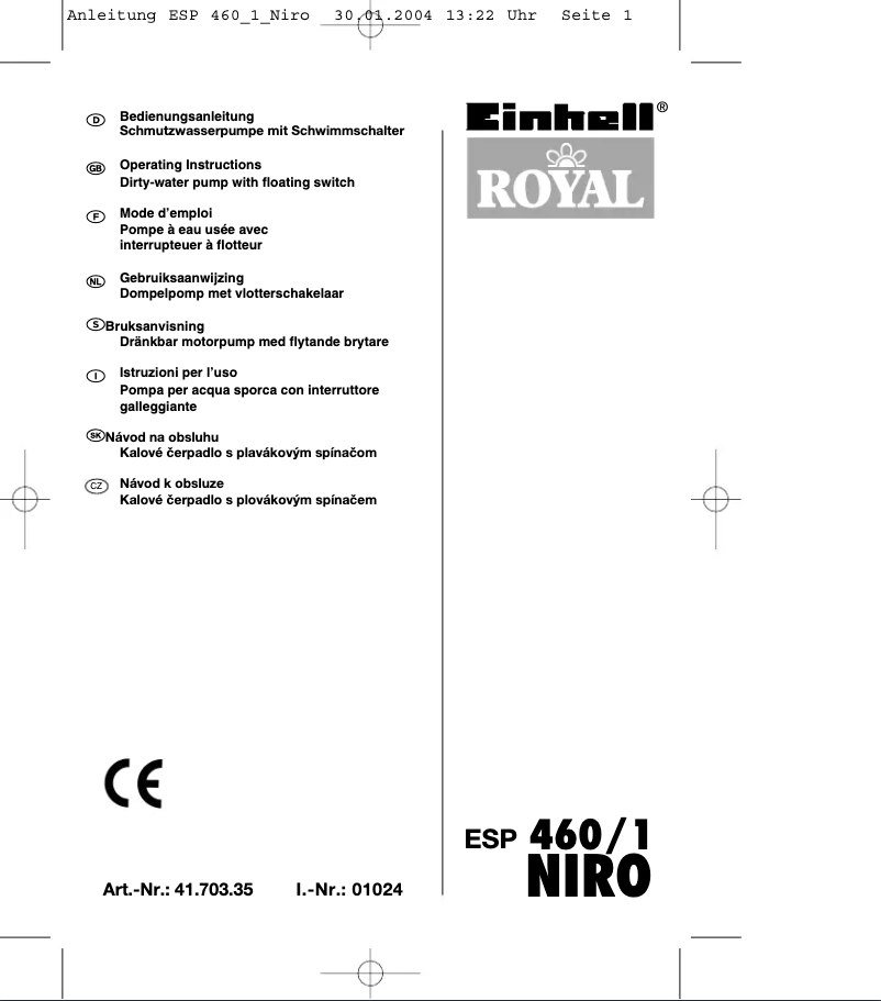 First page image of the manual for Royal ESP 460/1