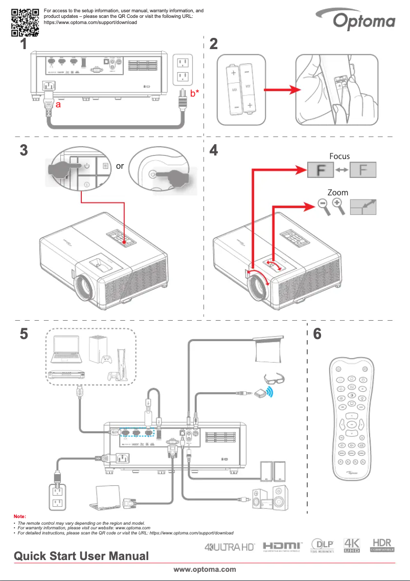 Page 1 of the manual Quick Start Guide Optoma UHZ45