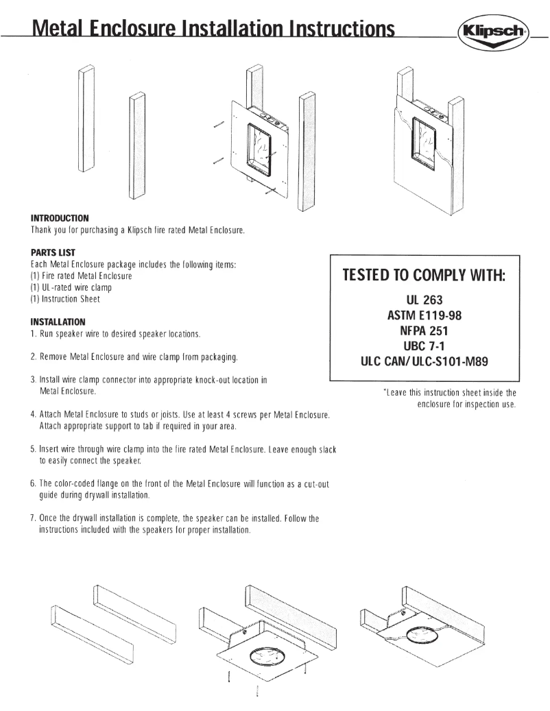 Page 1 of the manual Instruction Manual Klipsch ME-800-C