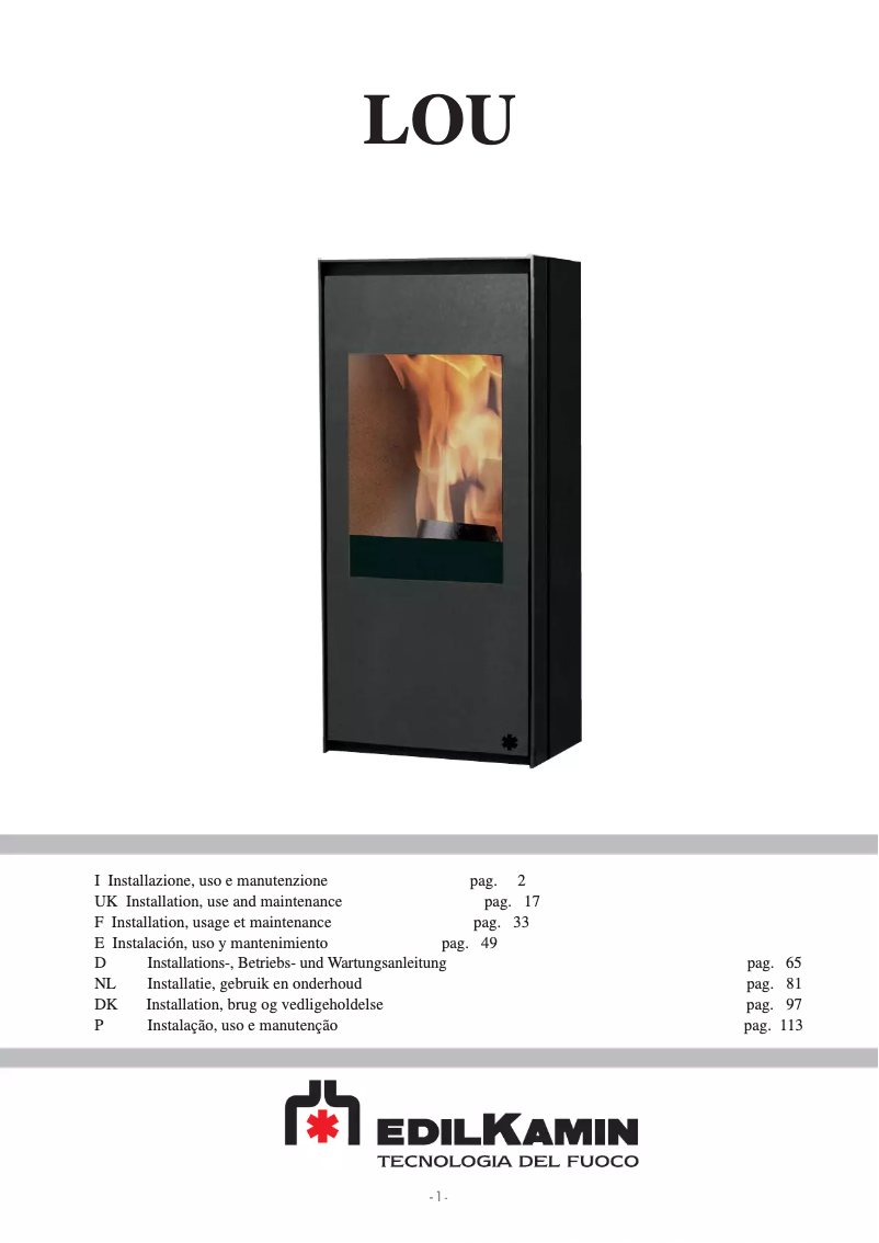 Page 1 of the manual User Manual Edilkamin LOU