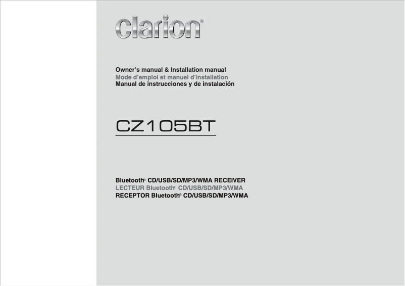 Page 1 de la notice Manuel utilisateur Clarion CZ105BT