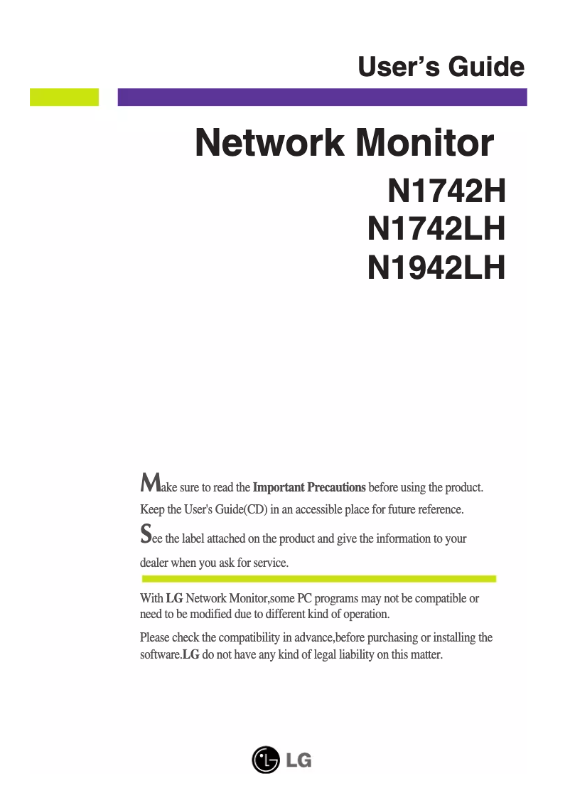 First page image of the manual for N1942LH