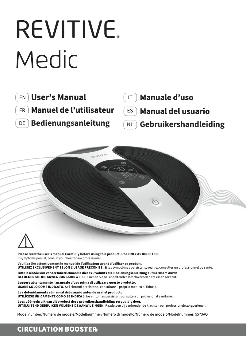 Page 1 of the manual User Manual Revitive Medic 5573AQ