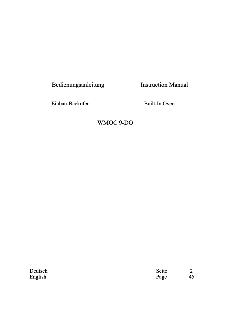 First page image of the manual for WMOC 9-DO