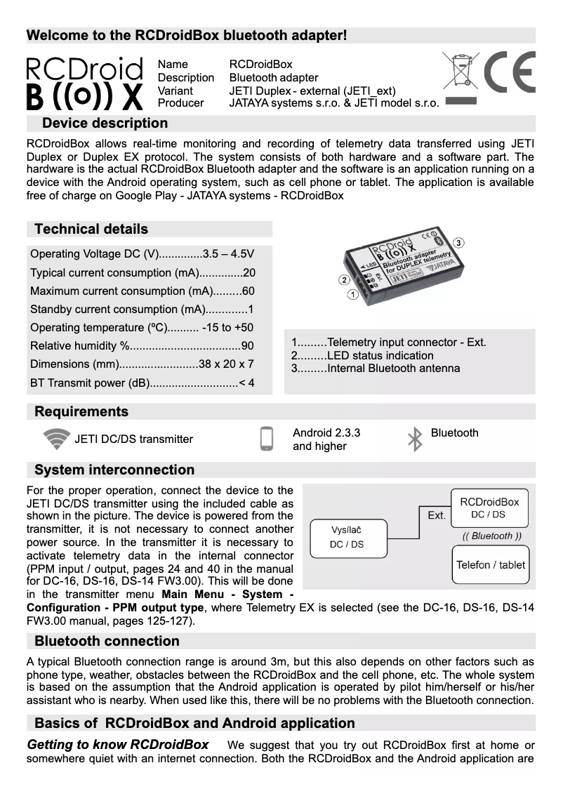 Page 1 of the manual User Manual JETI JEX-MBT-DC-DS
