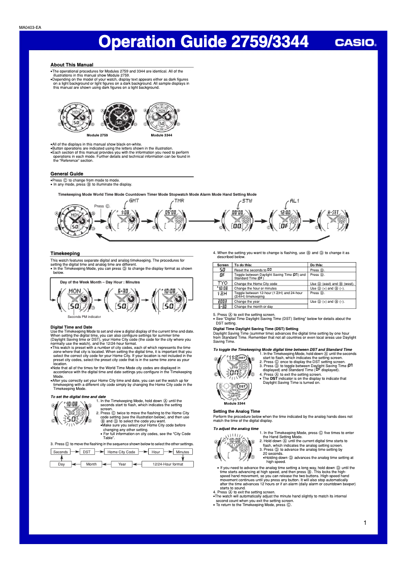 First page image of the manual for 3344