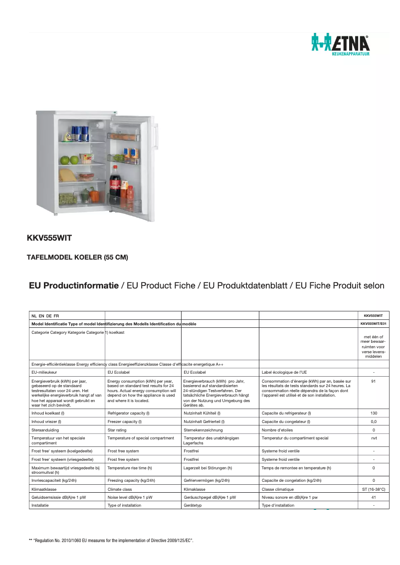 First page image of the manual for KKV555WIT