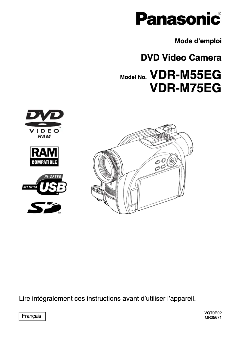Page 1 of the manual User Manual Panasonic VDR-M75