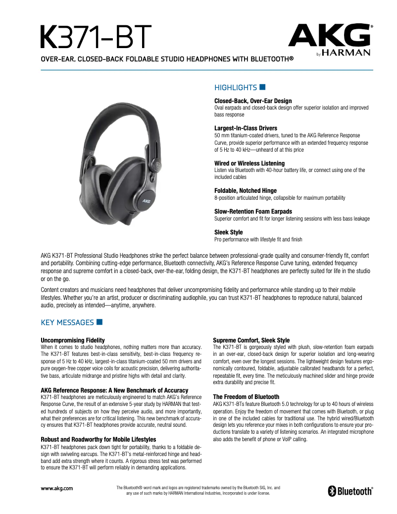 First page image of the manual for K371-BT