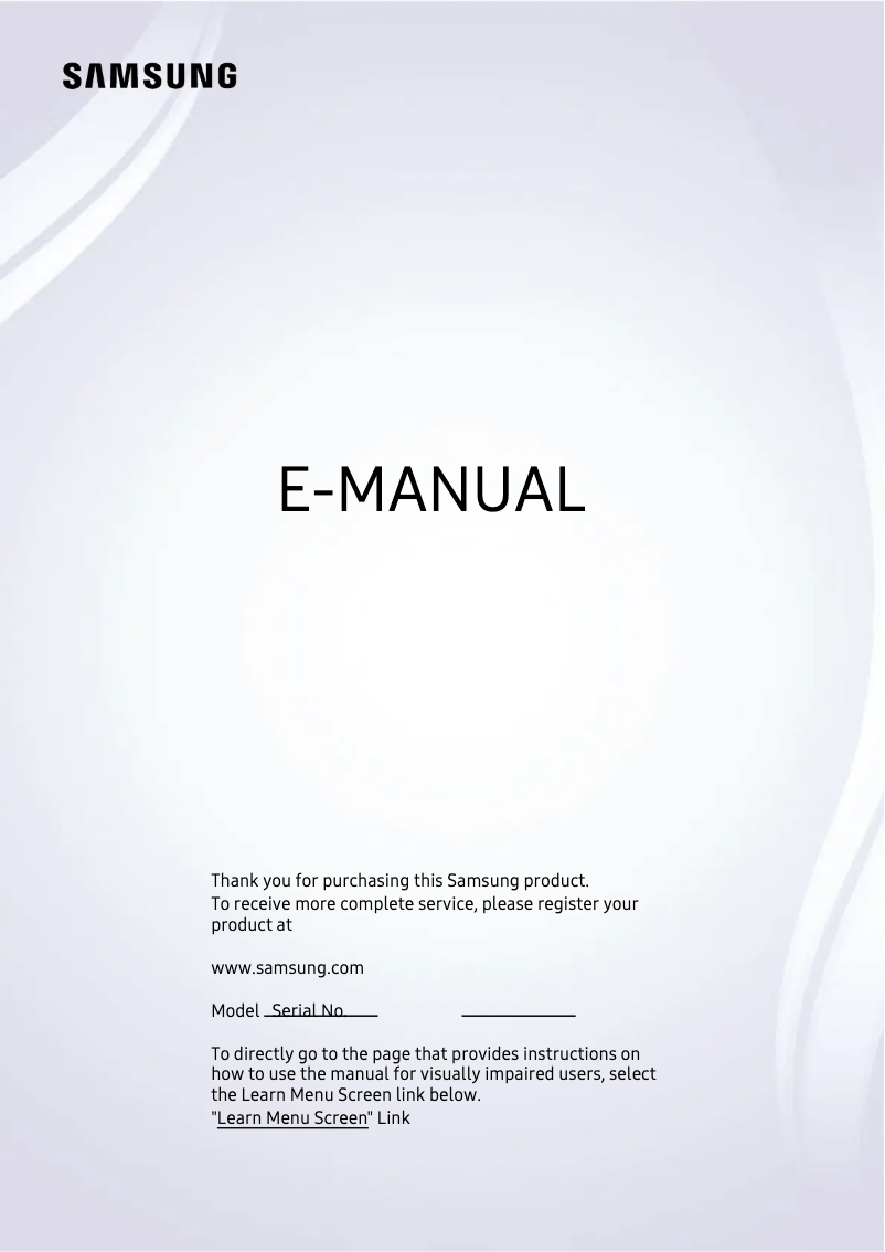 First page image of the manual for QN75LS03BAK