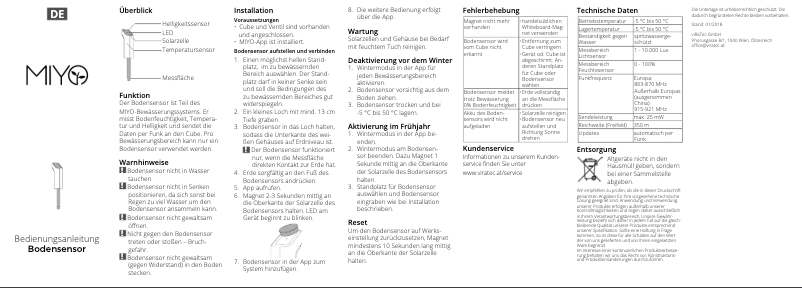 Page 1 of the manual User Manual MIYO Bodensensor