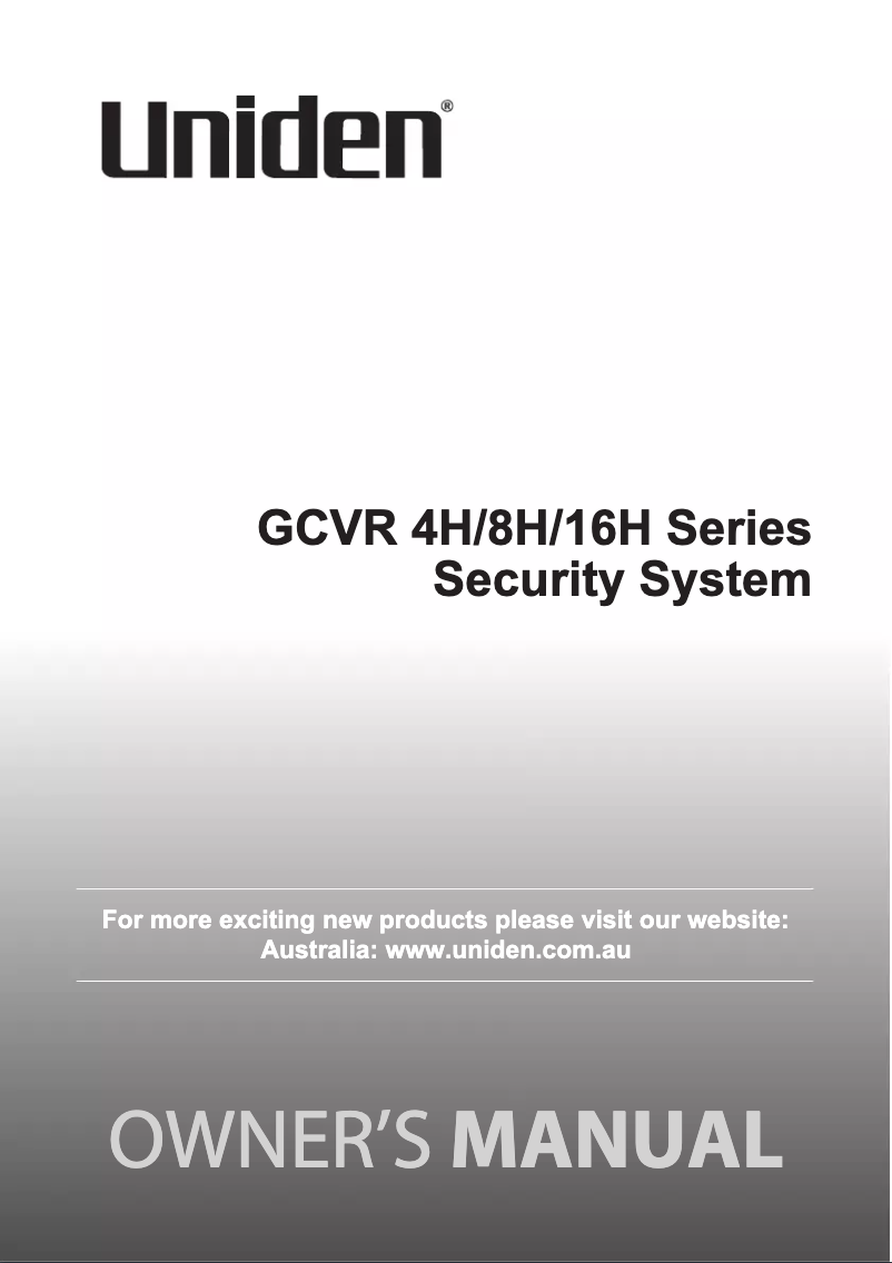 Page 1 of the manual User Manual Uniden GCVR4H402
