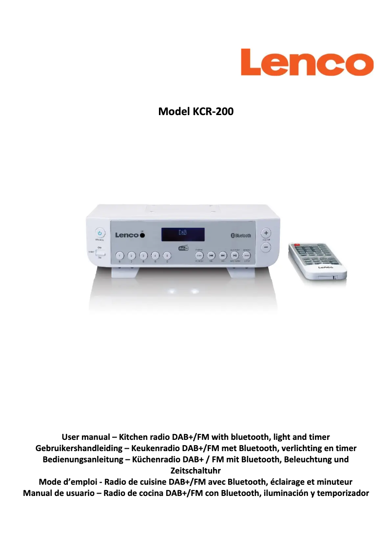 First page image of the manual for KCR-200