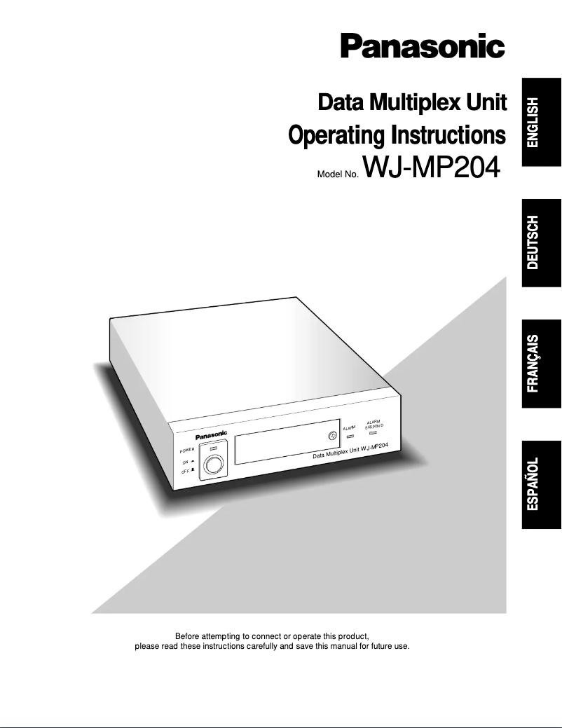 First page image of the manual for WJ-MP204