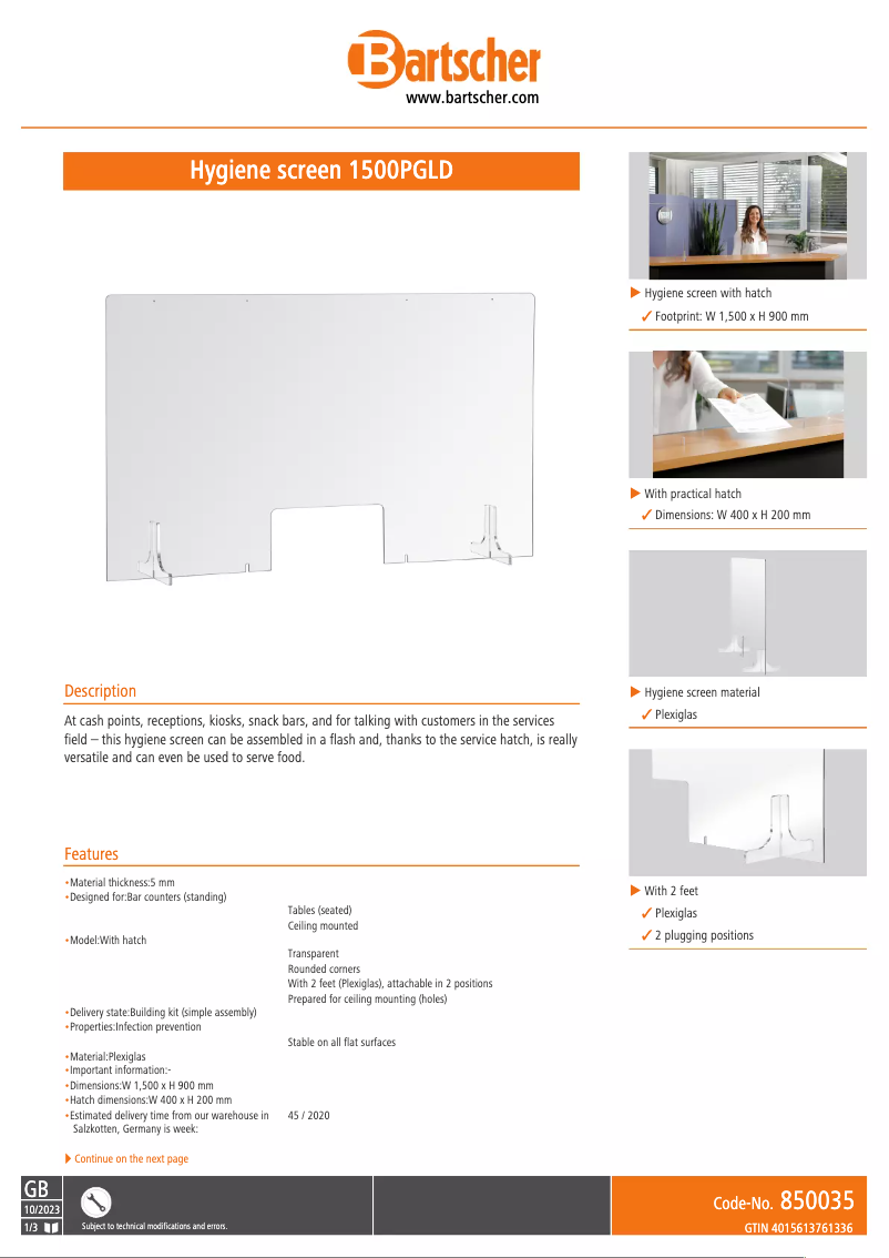 First page image of the manual for 1500PGLD