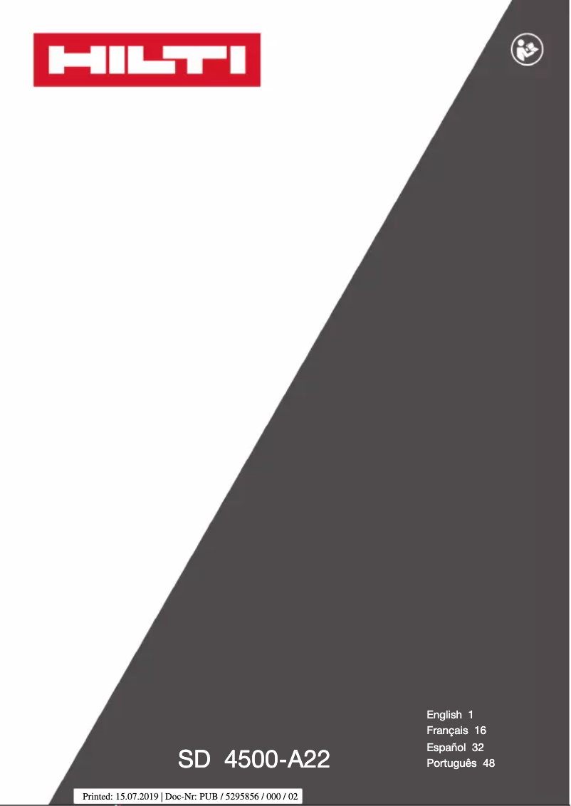 Page 1 of the manual User Manual Hilti PBH S CRS M1