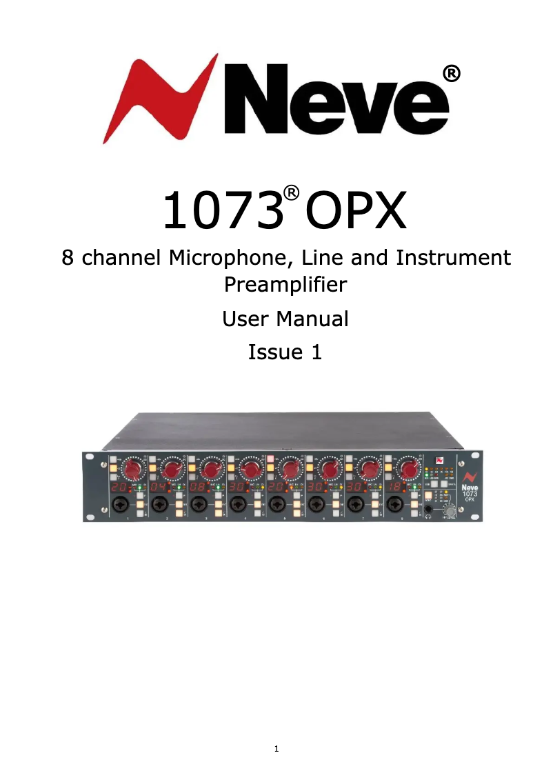 First page image of the manual for 1073OPX