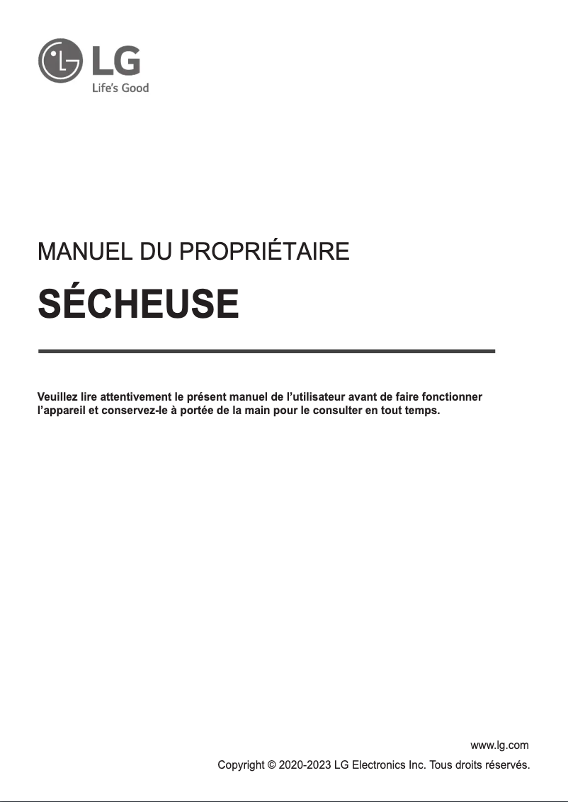 First page image of the manual for DLE3470W