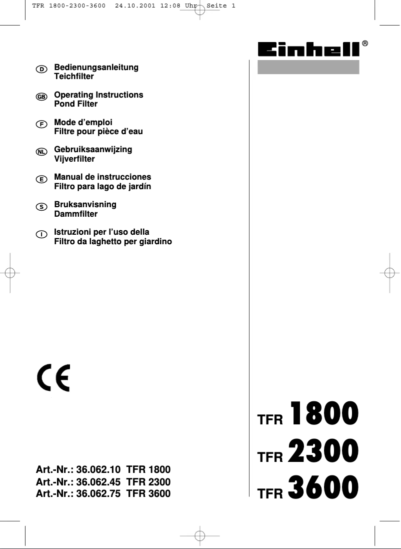 Page 1 of the manual User Manual Einhell TFR 1800