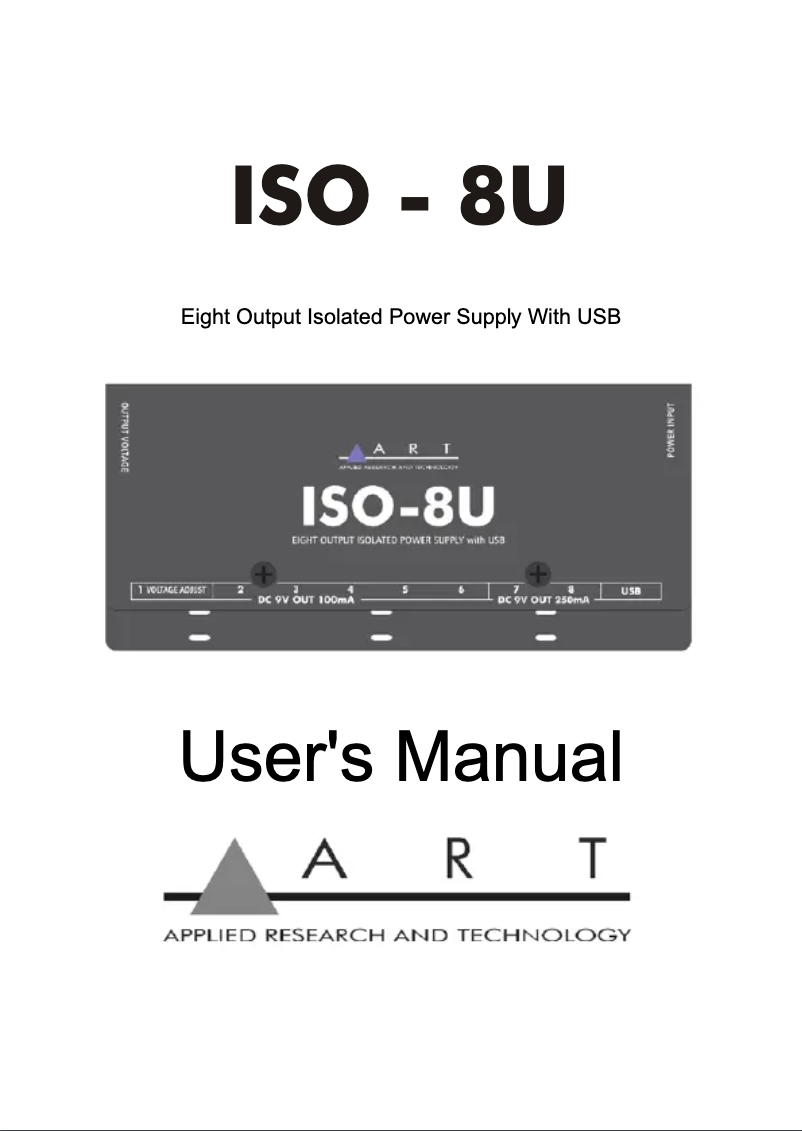 Page 1 of the manual User Manual ART ISO-8U