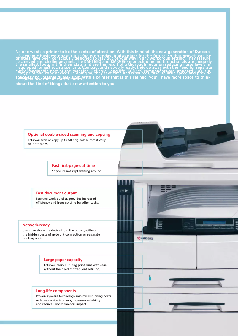 Page 1 of the manual Brochure Kyocera KM-1650