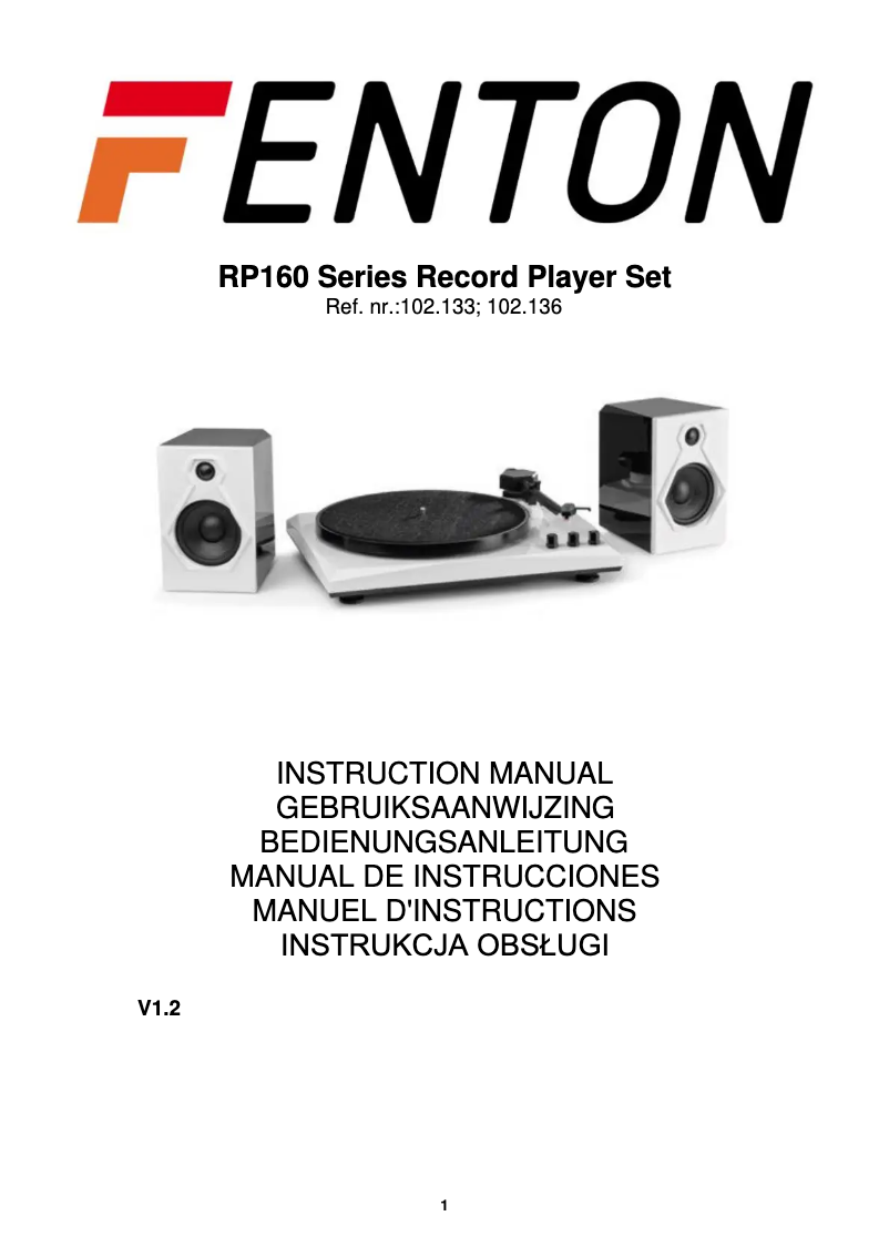 First page image of the manual for RP160BW