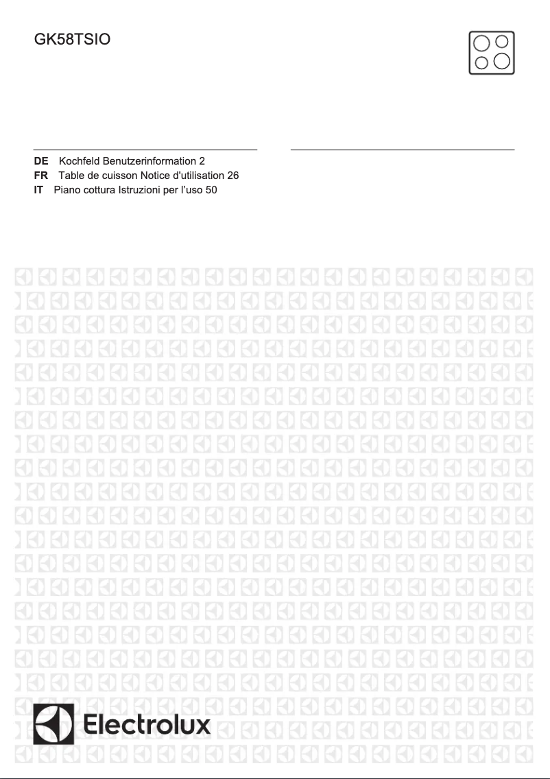 Page 1 of the manual User Manual Electrolux GK58TSIO