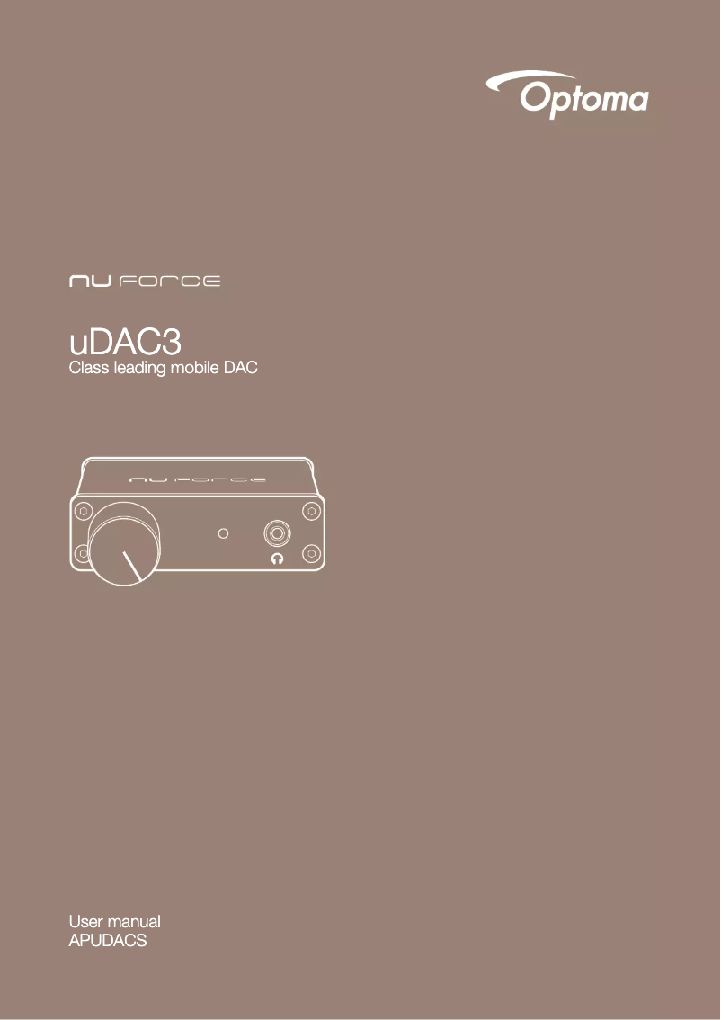 Page 1 of the manual User Manual Optoma uDAC3