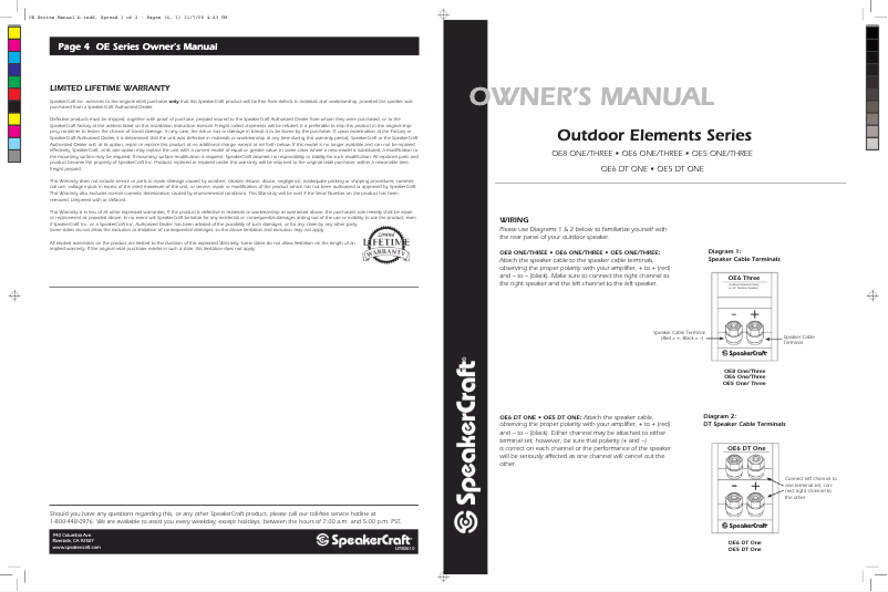 First page image of the manual for OE5 Three