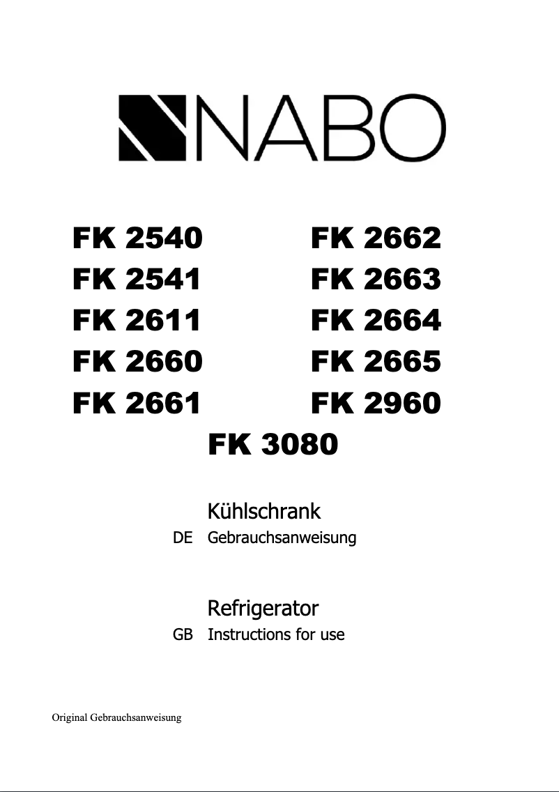 Page 1 of the manual User Manual Nabo FK 2660