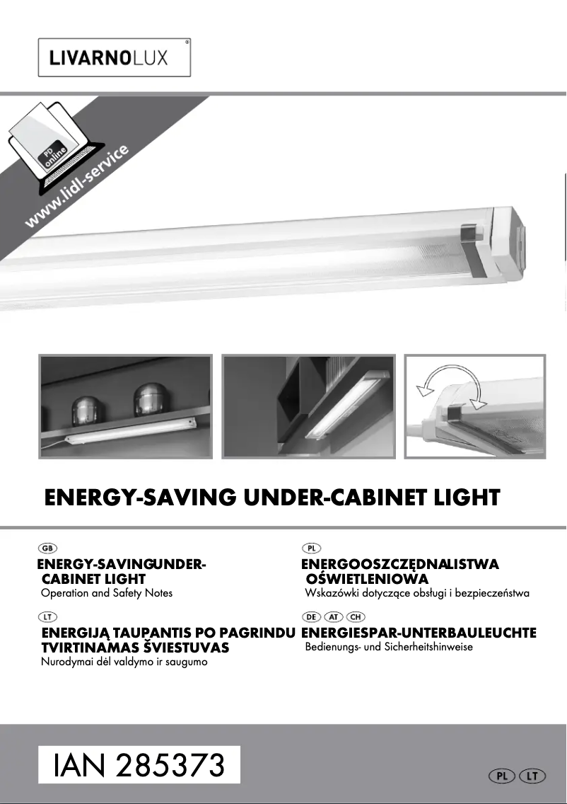 First page image of the manual for IAN 285373