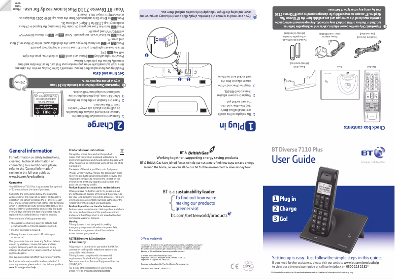 First page image of the manual for Diverse 7110 Plus