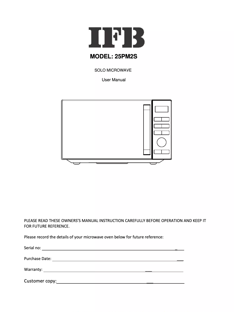 First page image of the manual for 25PM2S