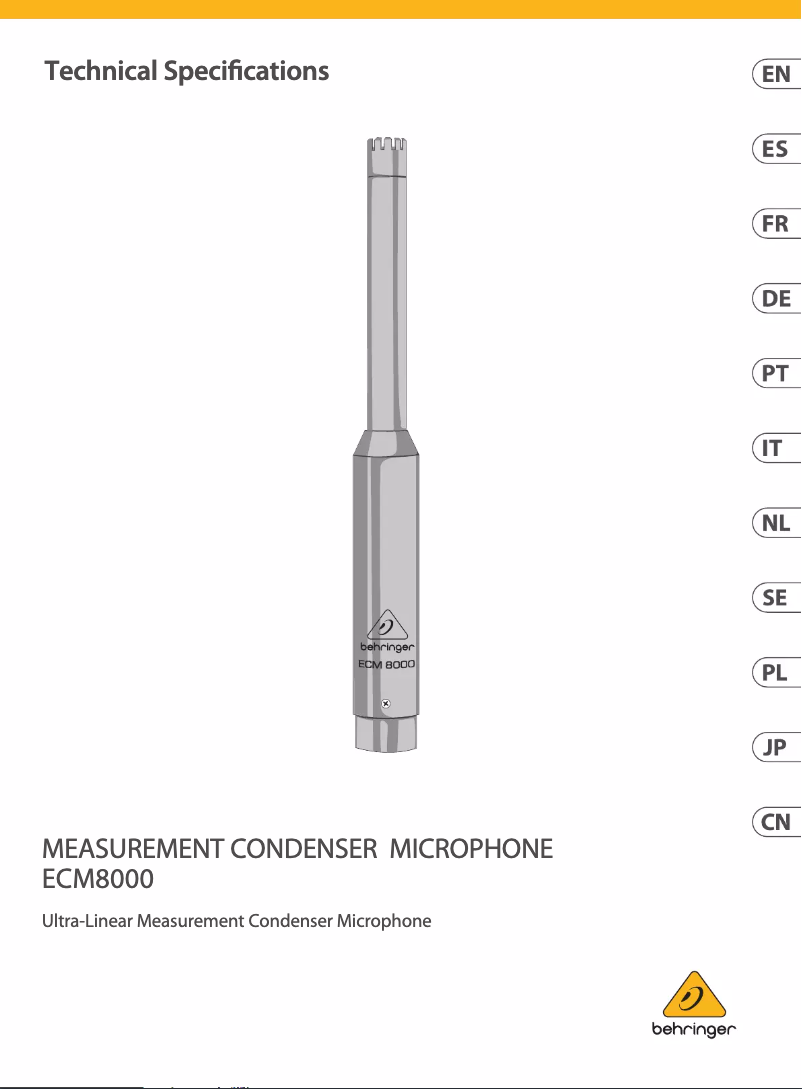 Page 1 de la notice Mode d'emploi Behringer ECM8000