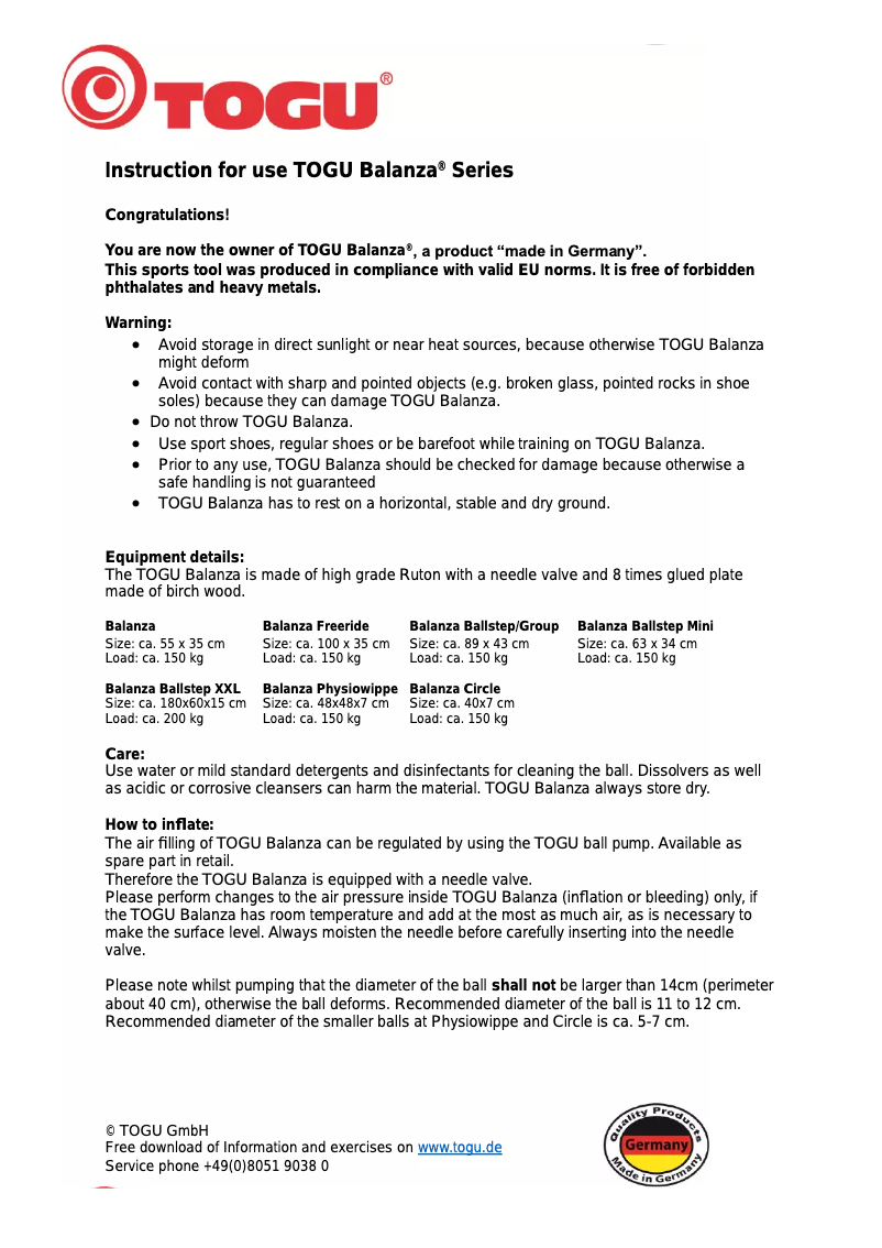 Image de la première page du manuel de l'appareil Balanza Ballstep mini