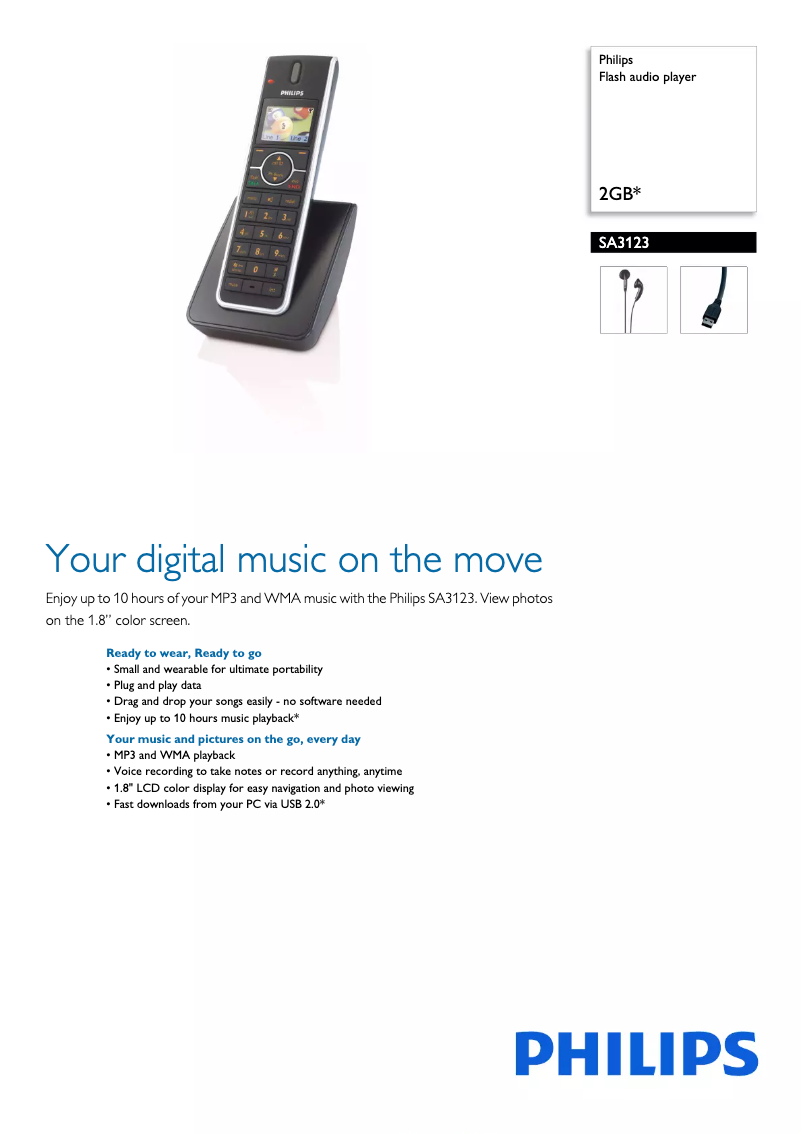 First page image of the manual for GoGear SA3123