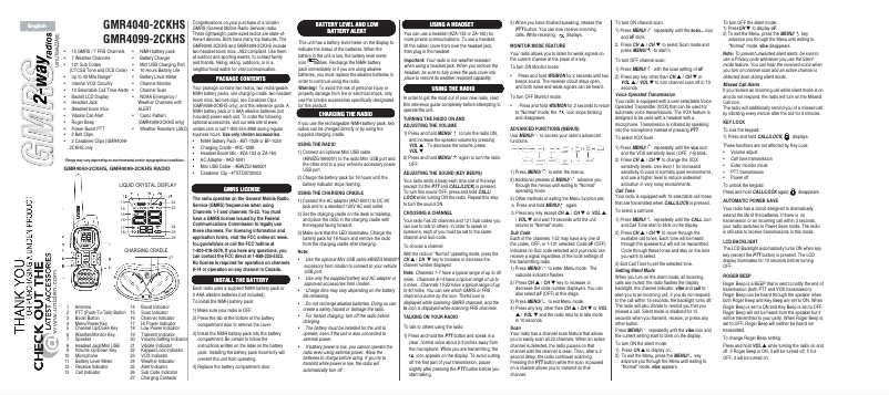 First page image of the manual for GMR4040-2CKHS