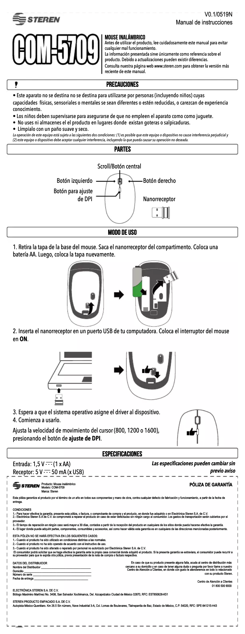 Page 1 de la notice Manuel utilisateur Steren COM-5709