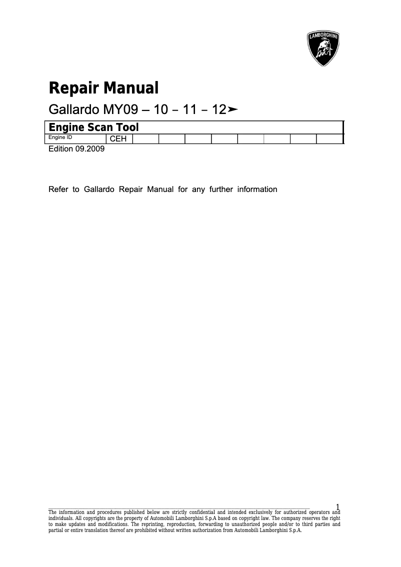 First page image of the manual for Gallardo (2010)