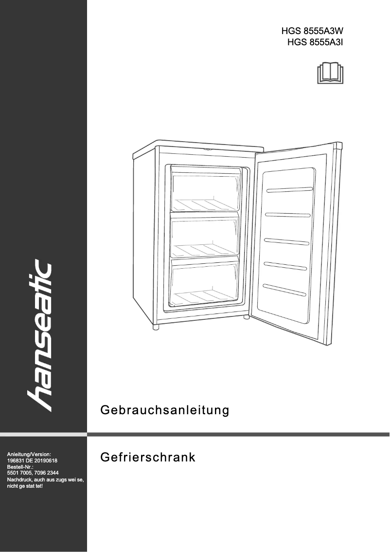 First page image of the manual for HGS8555A3I