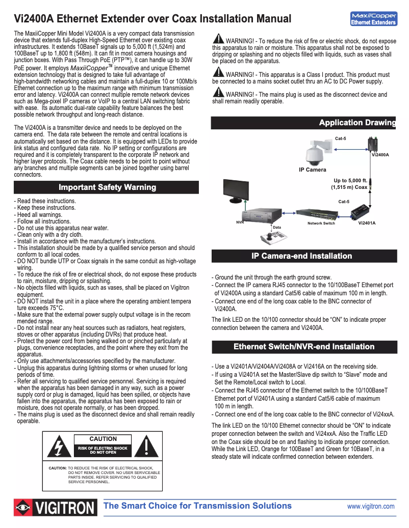 Page 1 of the manual User Manual Barox VI-COAX-2400A
