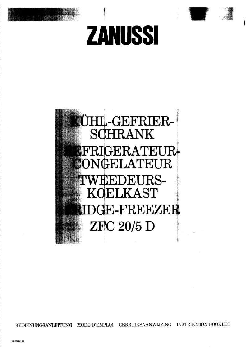 First page image of the manual for ZFC 20 8 d