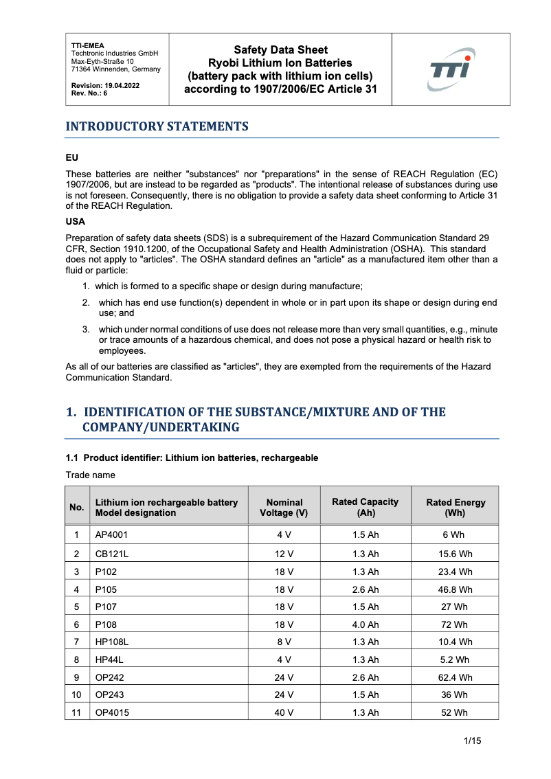 First page image of the manual for Max Power RY36B20B
