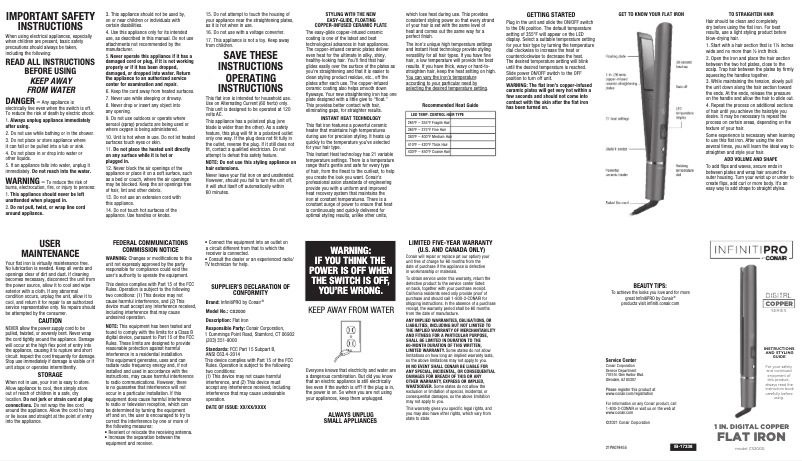 Page 1 of the manual User Manual Conair InfinitiPRO CS2000