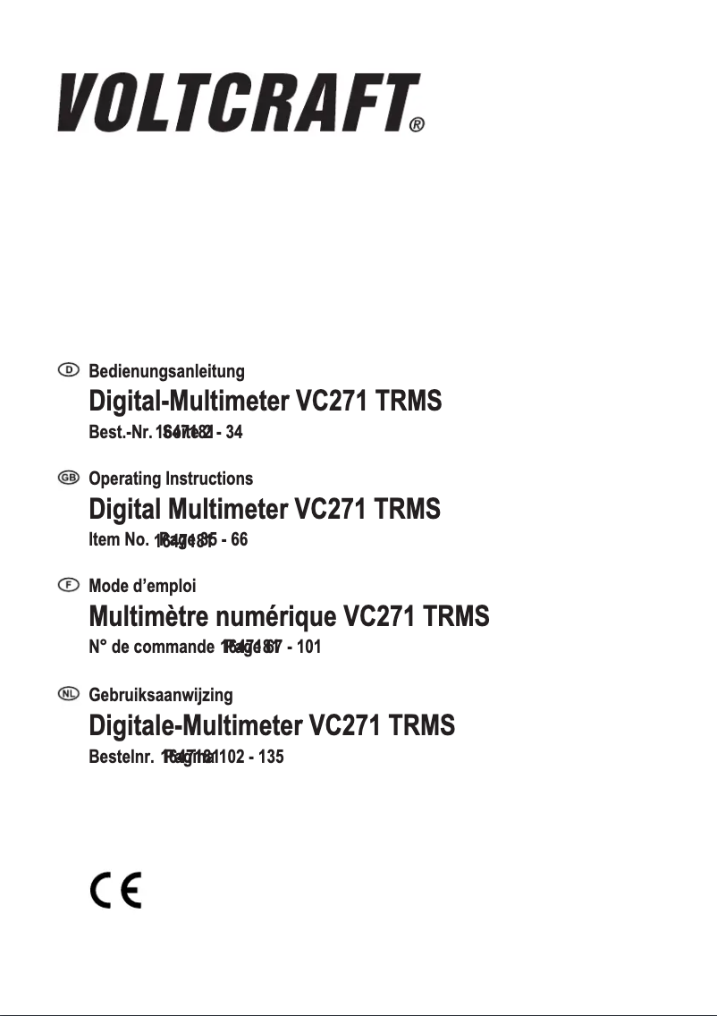 Page 1 of the manual User Manual Voltcraft VC-271